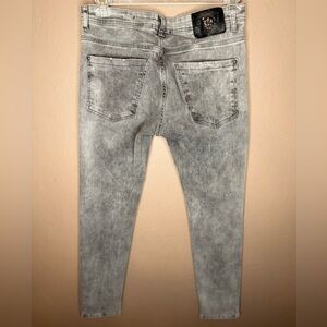 Philipp Plein Illegal Fight Club Straight Cut Gray Light Wash Lux Jeans 33x34